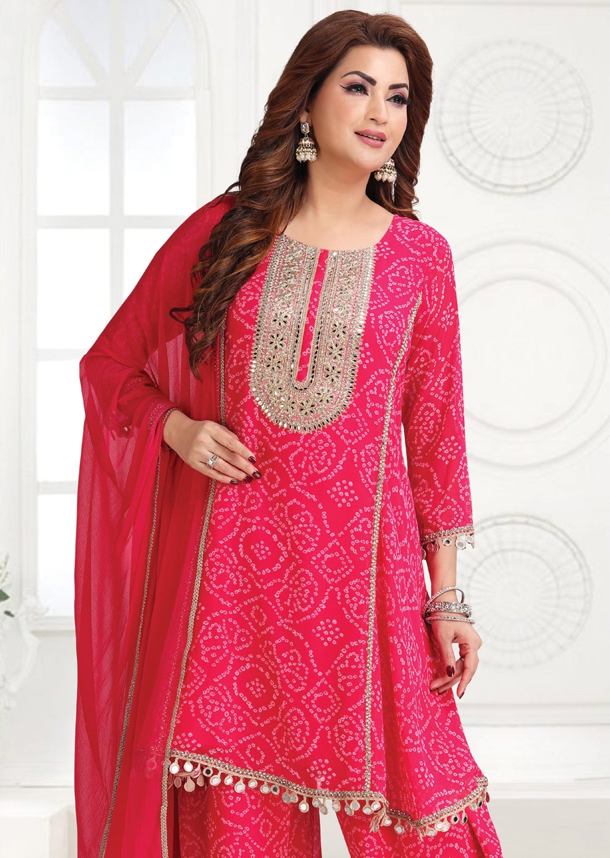 Rani Pink Georgette Anarkali suit