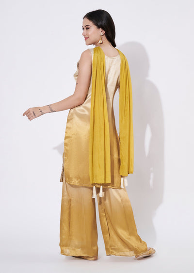 Yellow Tissue Sharara Set