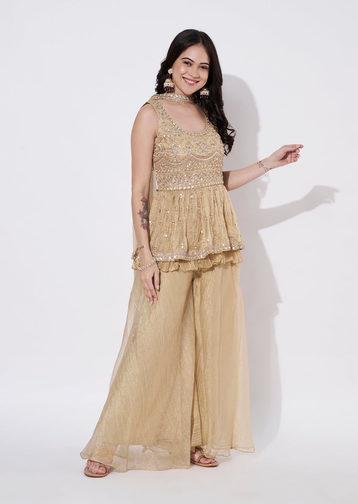 Beige Salsa Sharara Set