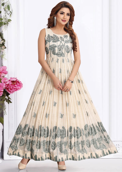 Beige Chanderi Long kurti