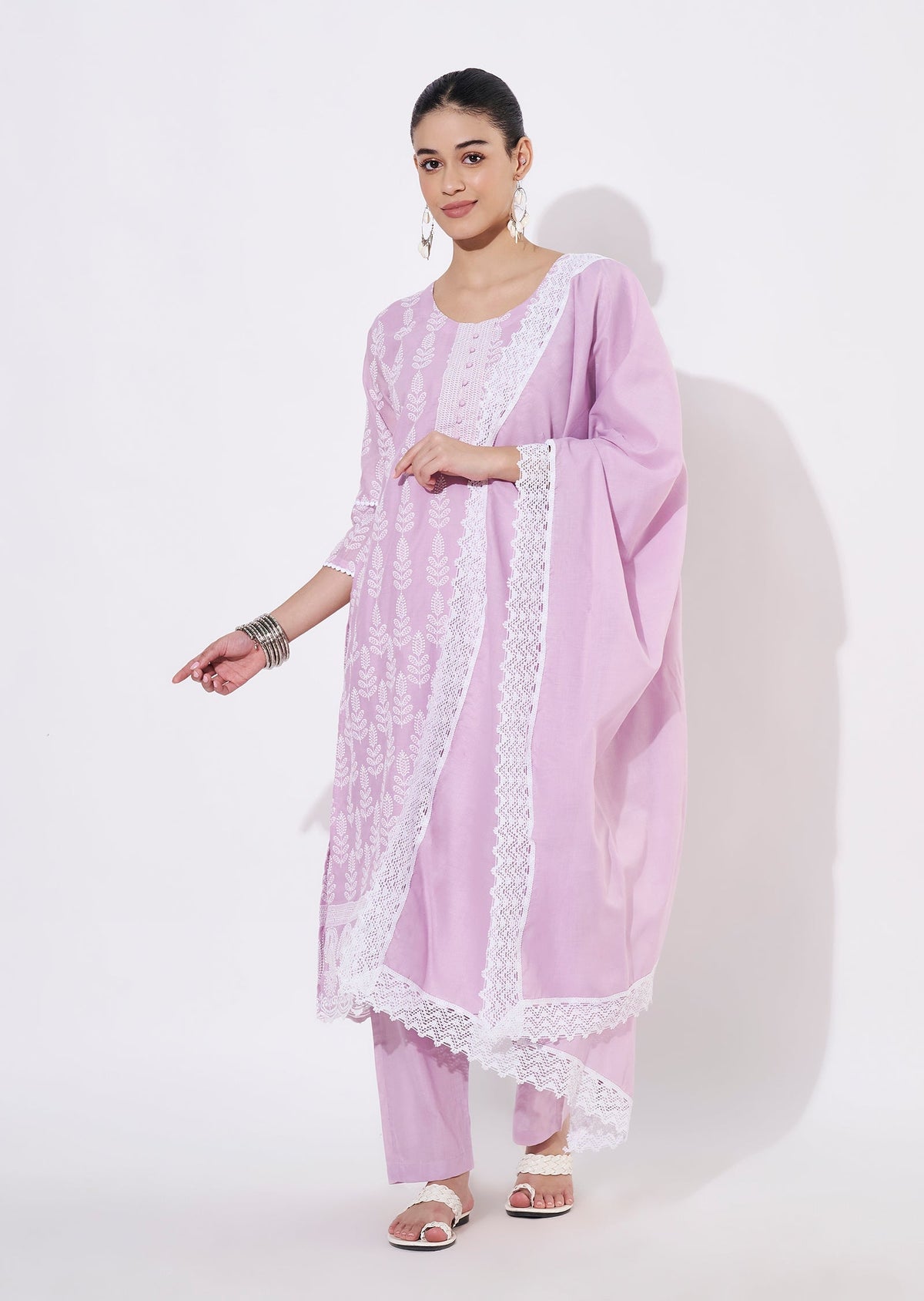 Lavender Cotton Straight cut suit