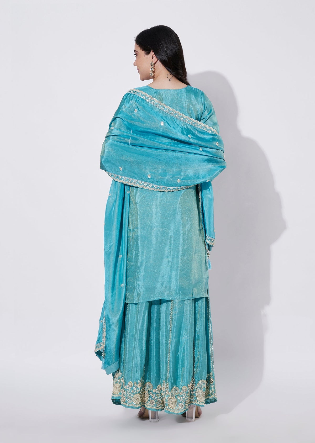 Light Blue Tissue Sharara Set