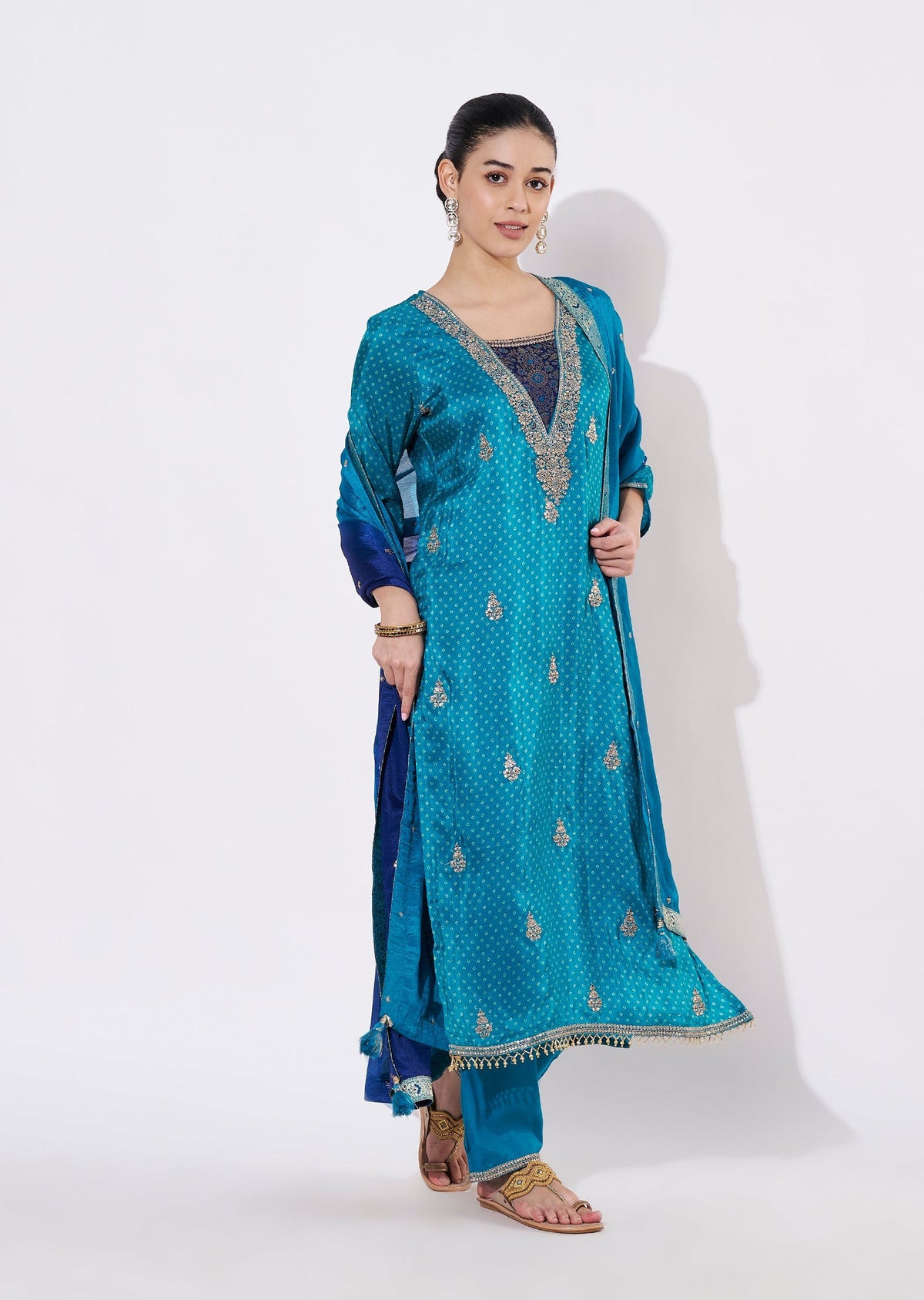 Rama Blue Silk Straight cut suit
