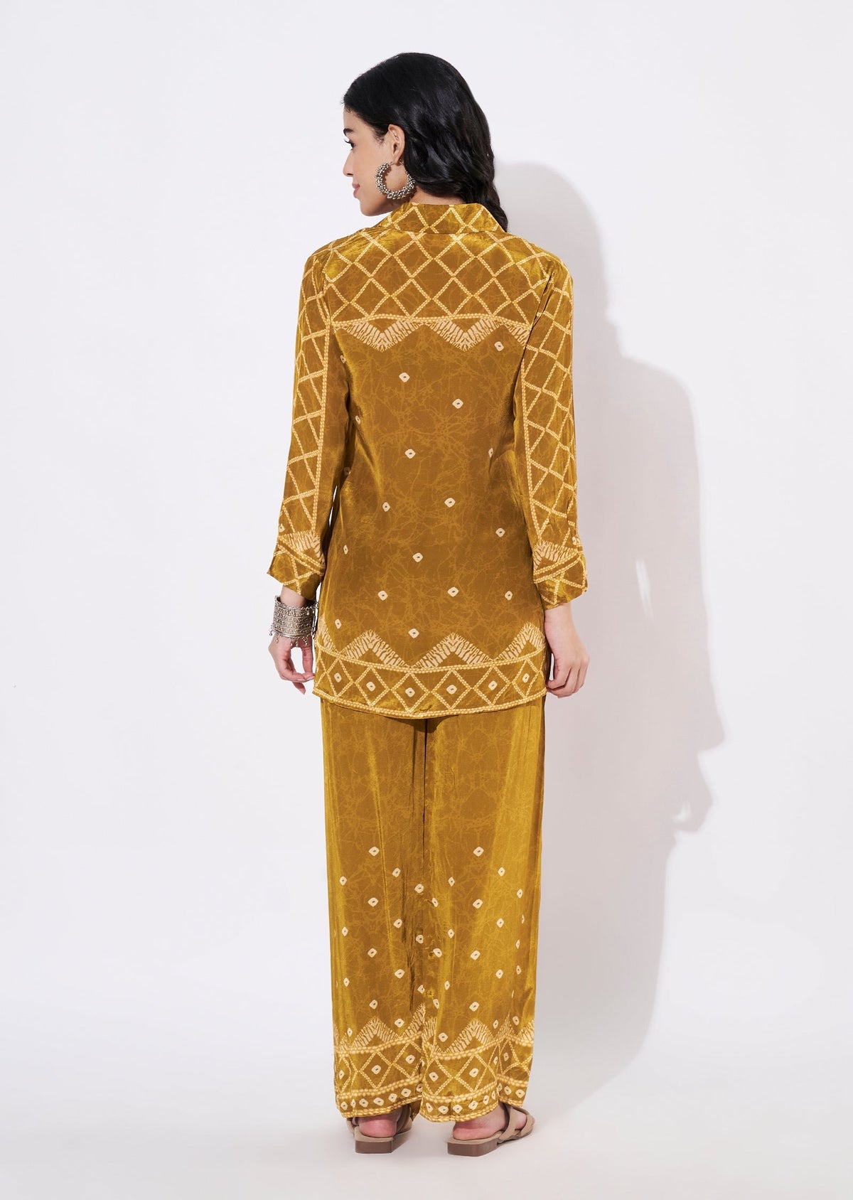 Dark Mustard Crepe Fusion wear kurti
