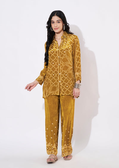 Dark Mustard Crepe Fusion wear kurti