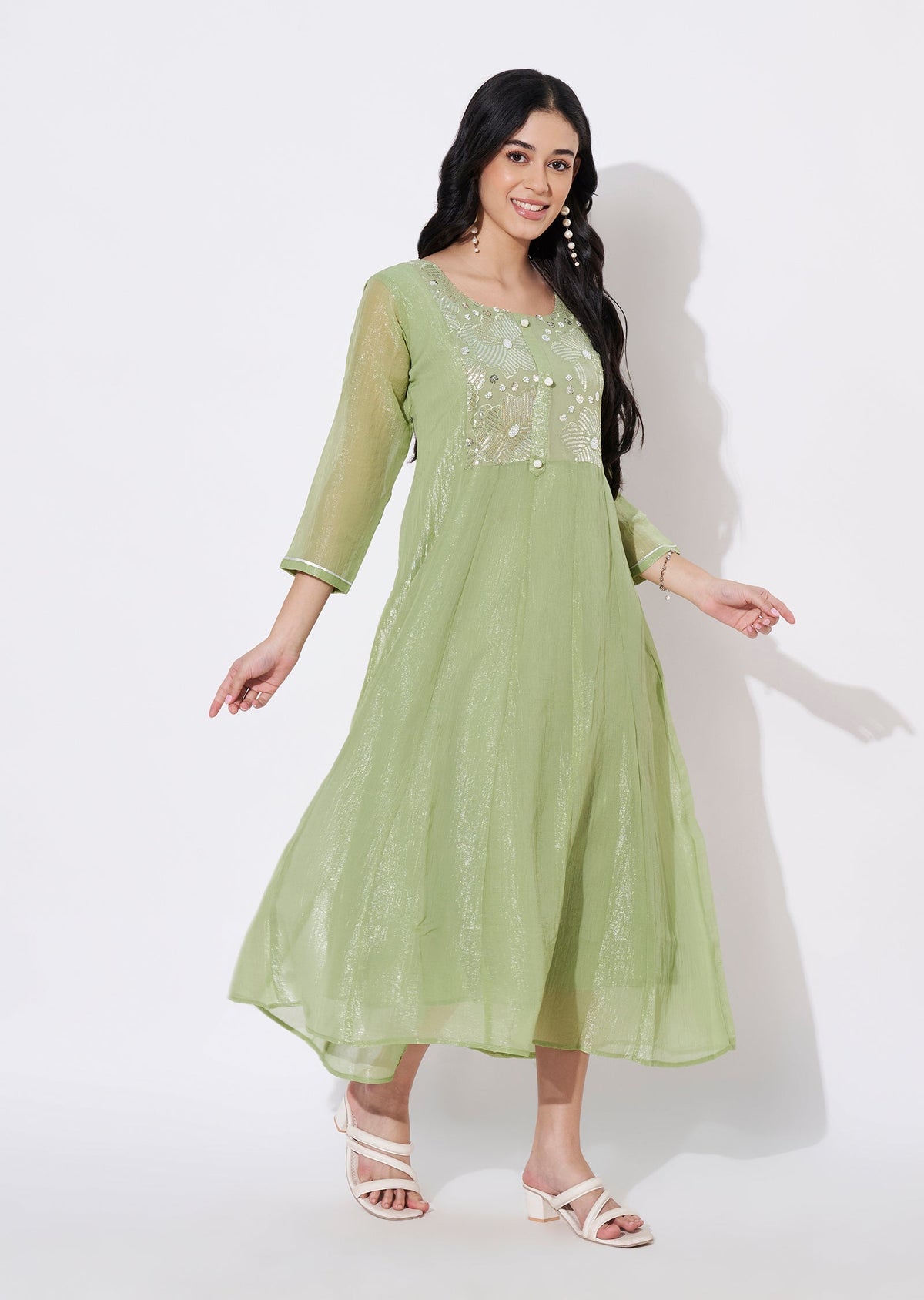 Pista Green Salsa Frock style kurti