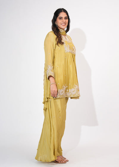 Light Green Chinnon Sharara Set