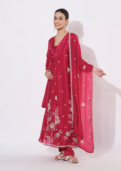 Pink Silk Anarkali Suit