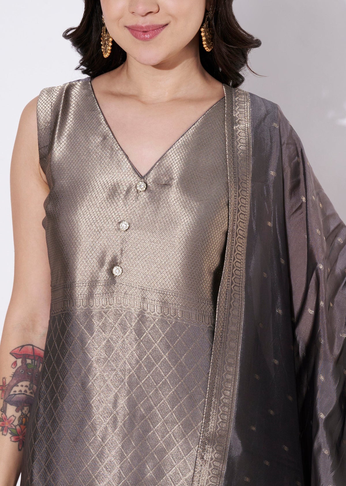 Grey Silk Straight cut suit