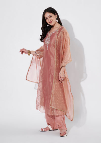 Peach Salsa Anarkali Suit