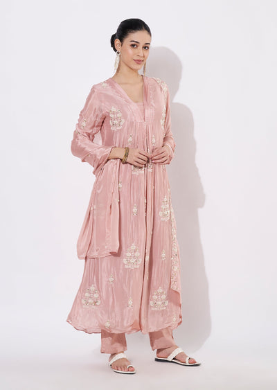 Peach Chinnon Anarkali Suit