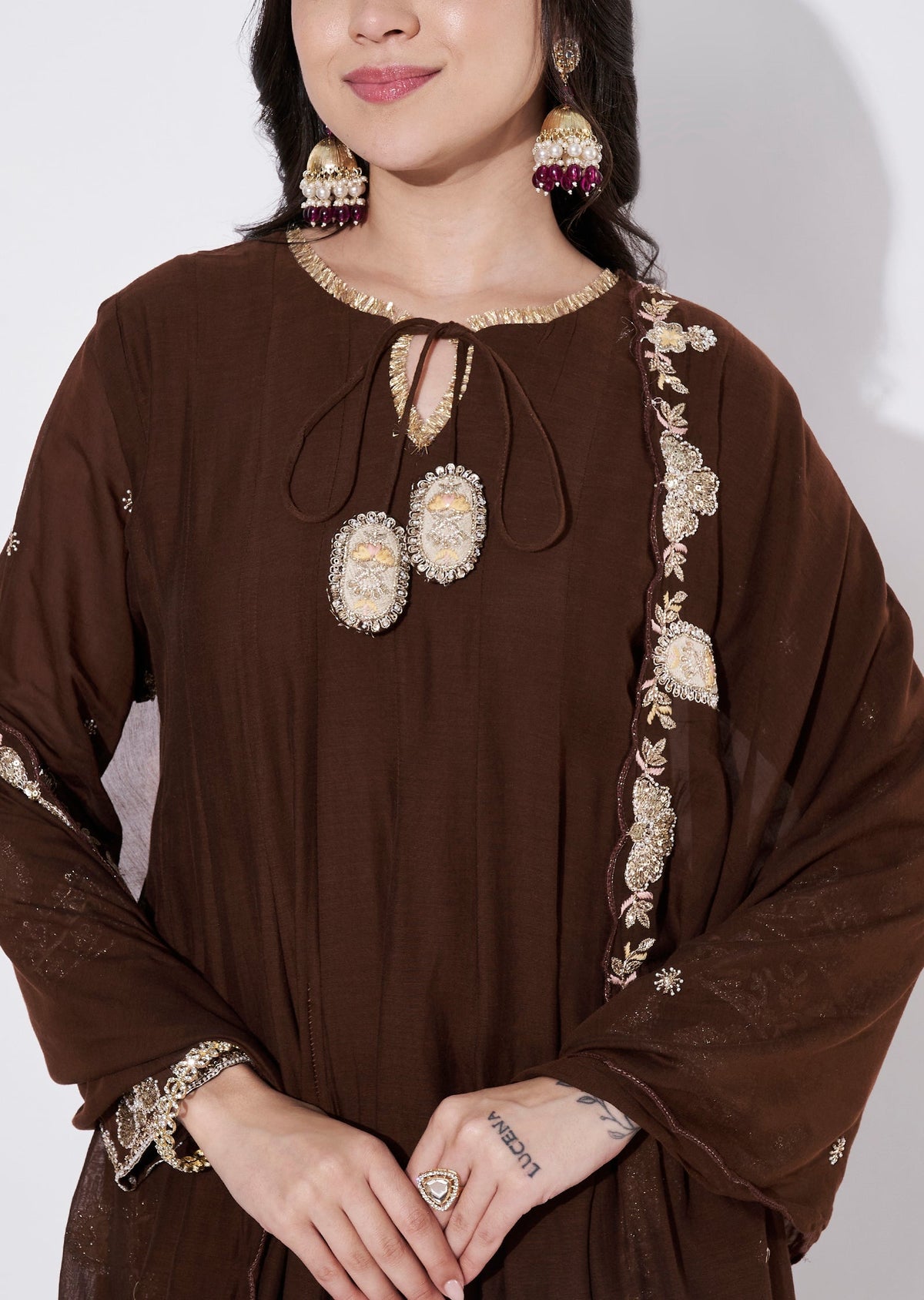 Brown Silk Anarkali Suit