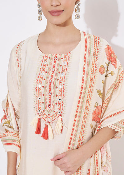 Cream Silk Straight cut suit