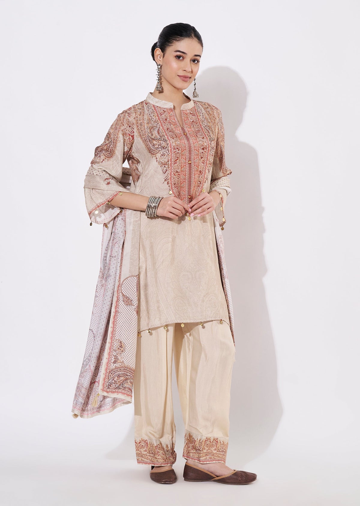 Fawn Muslin Straight cut suit