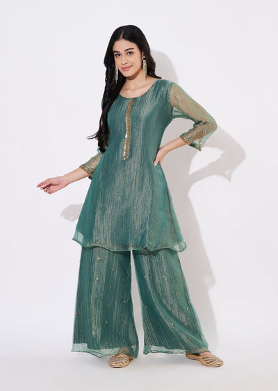 Green Salsa Fusion wear kurti