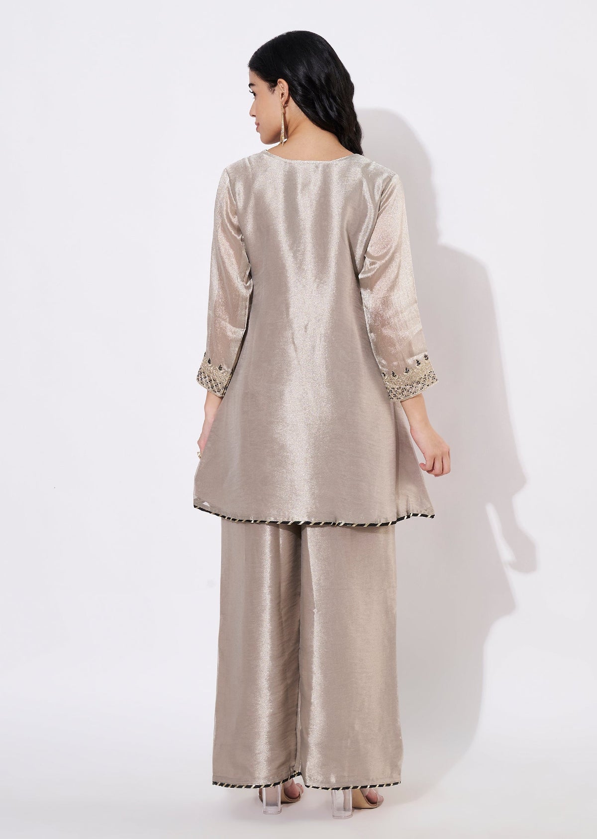 Light Grey Tissue Fusion wear kurti