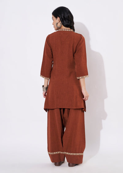 Dark Rust Polynesian Fusion wear kurti