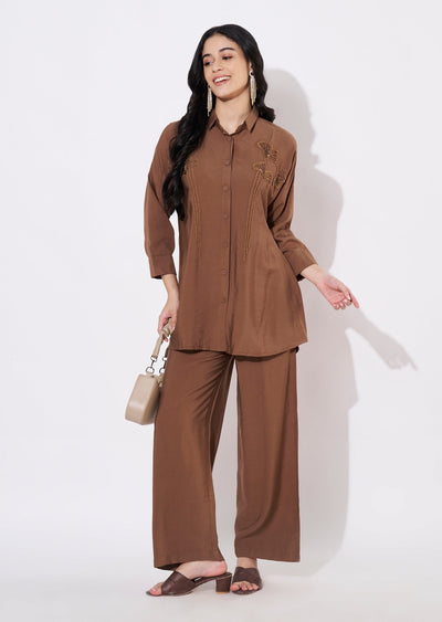 Brown Polynesian Fusion wear kurti