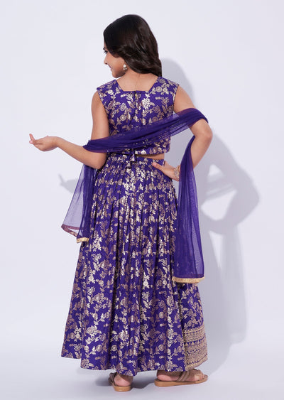Purple Banaras Girls Ghagra Choli