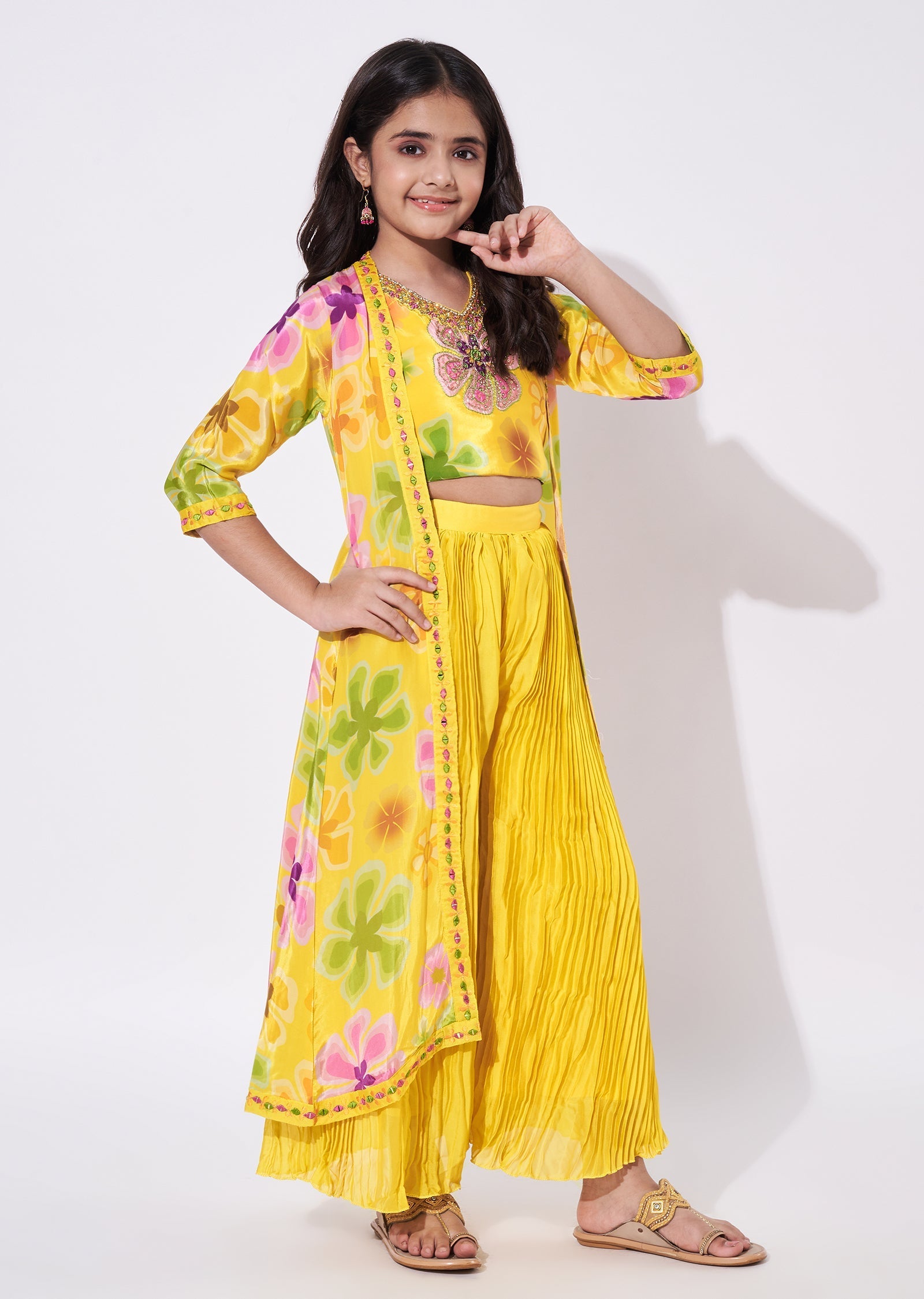 Yellow Crepe Gharara Set