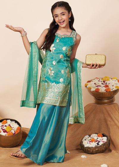 Sea Green Banaras Girla Gharara