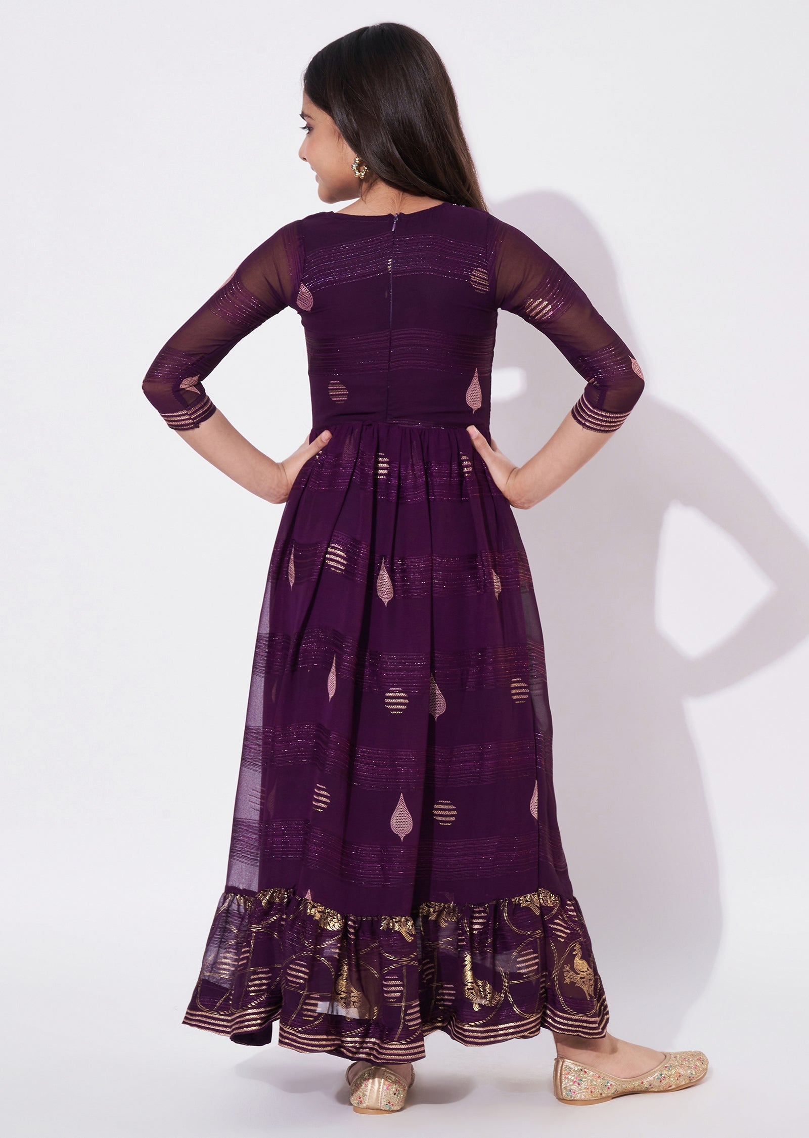 Wine Brasso Ethnic Gown
