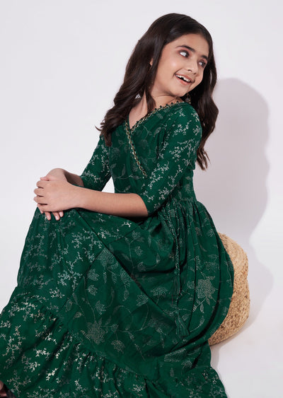 Green Georgette Ethnic Gown