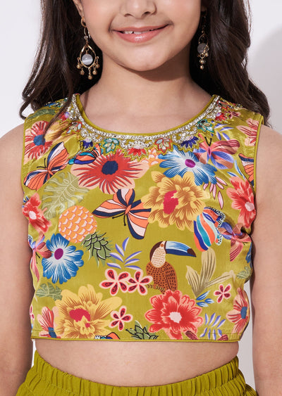 Mehendi Green Crepe Gharara Set