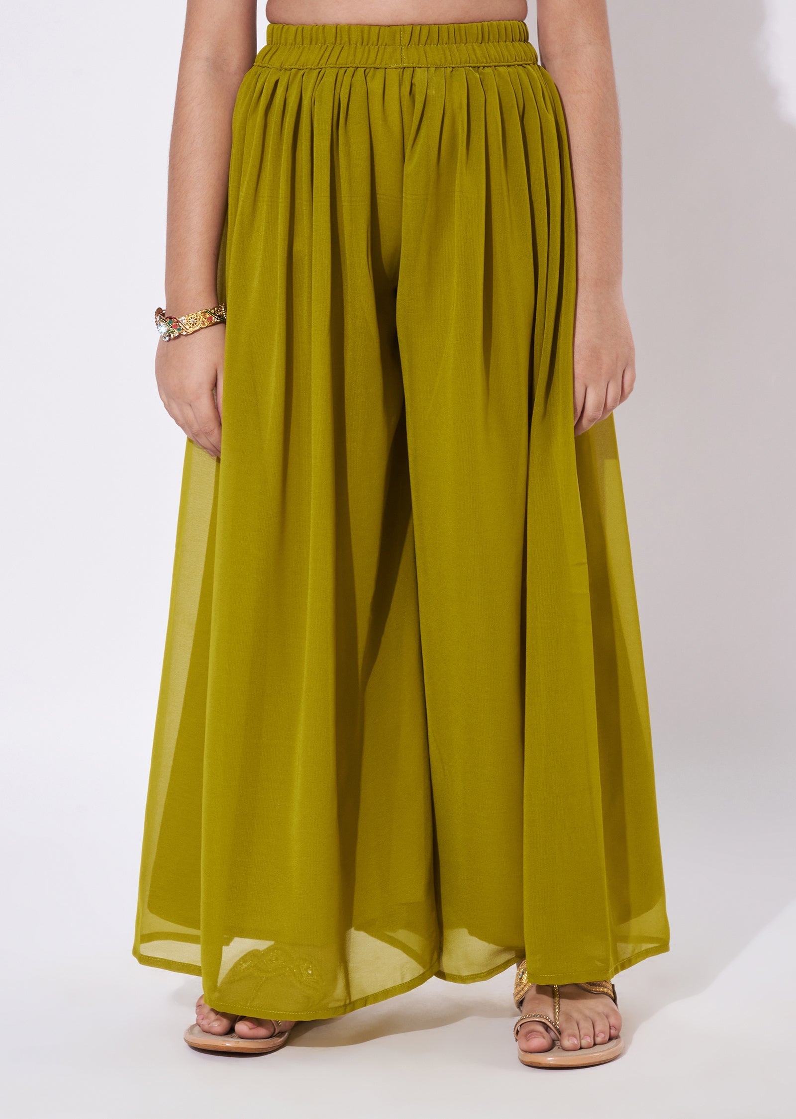 Mehendi Green Crepe Gharara Set