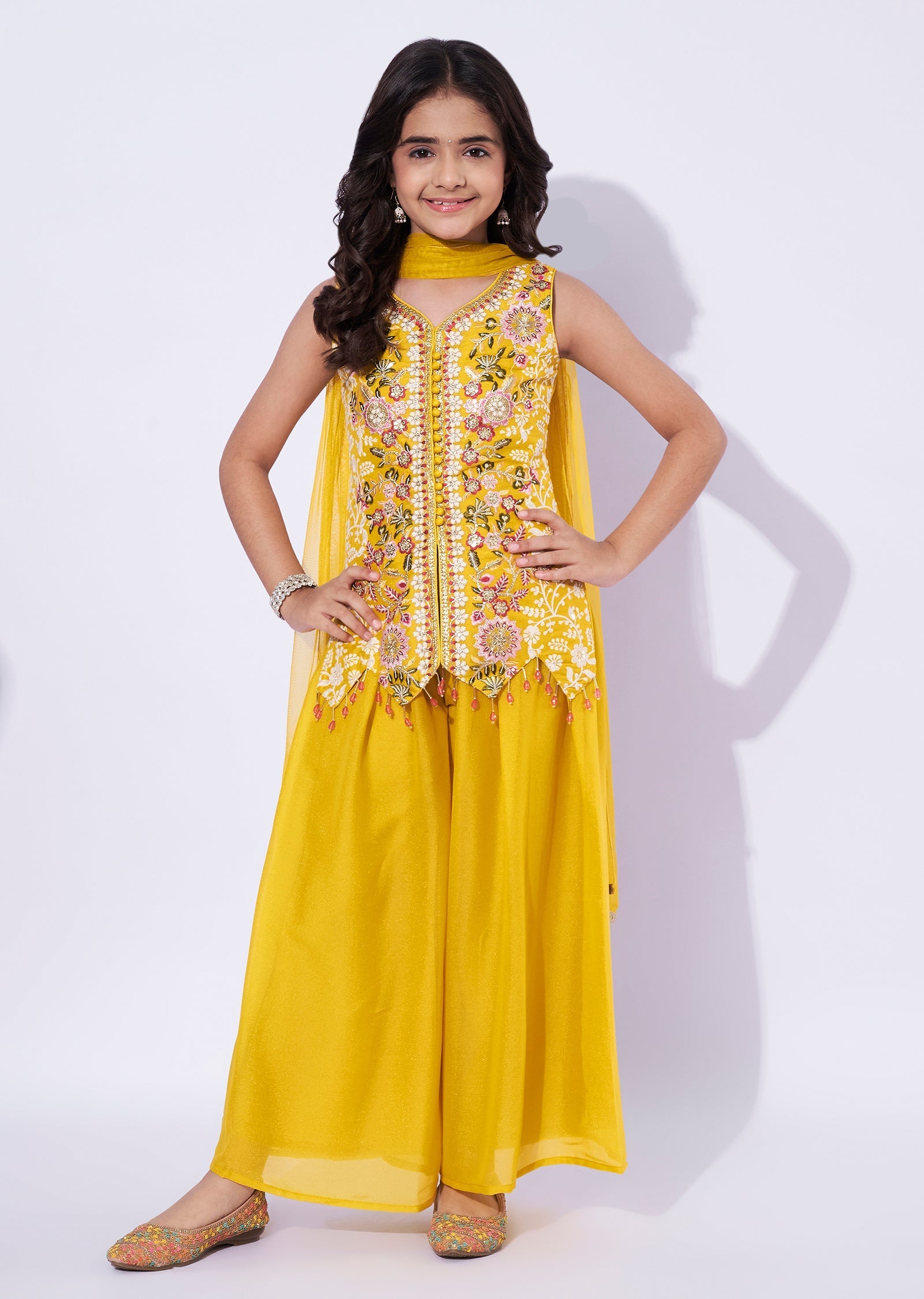 Yellow Georgette Girls Sharara