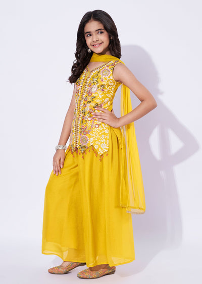 Yellow Georgette Girls Sharara