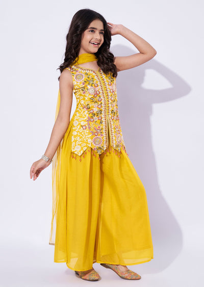 Yellow Georgette Girls Sharara