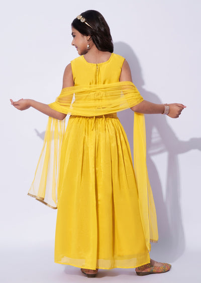 Yellow Tissue Girls Ghagra Choli