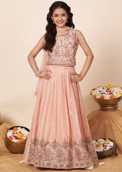 Coral Tissue Girls Ghagra Choli