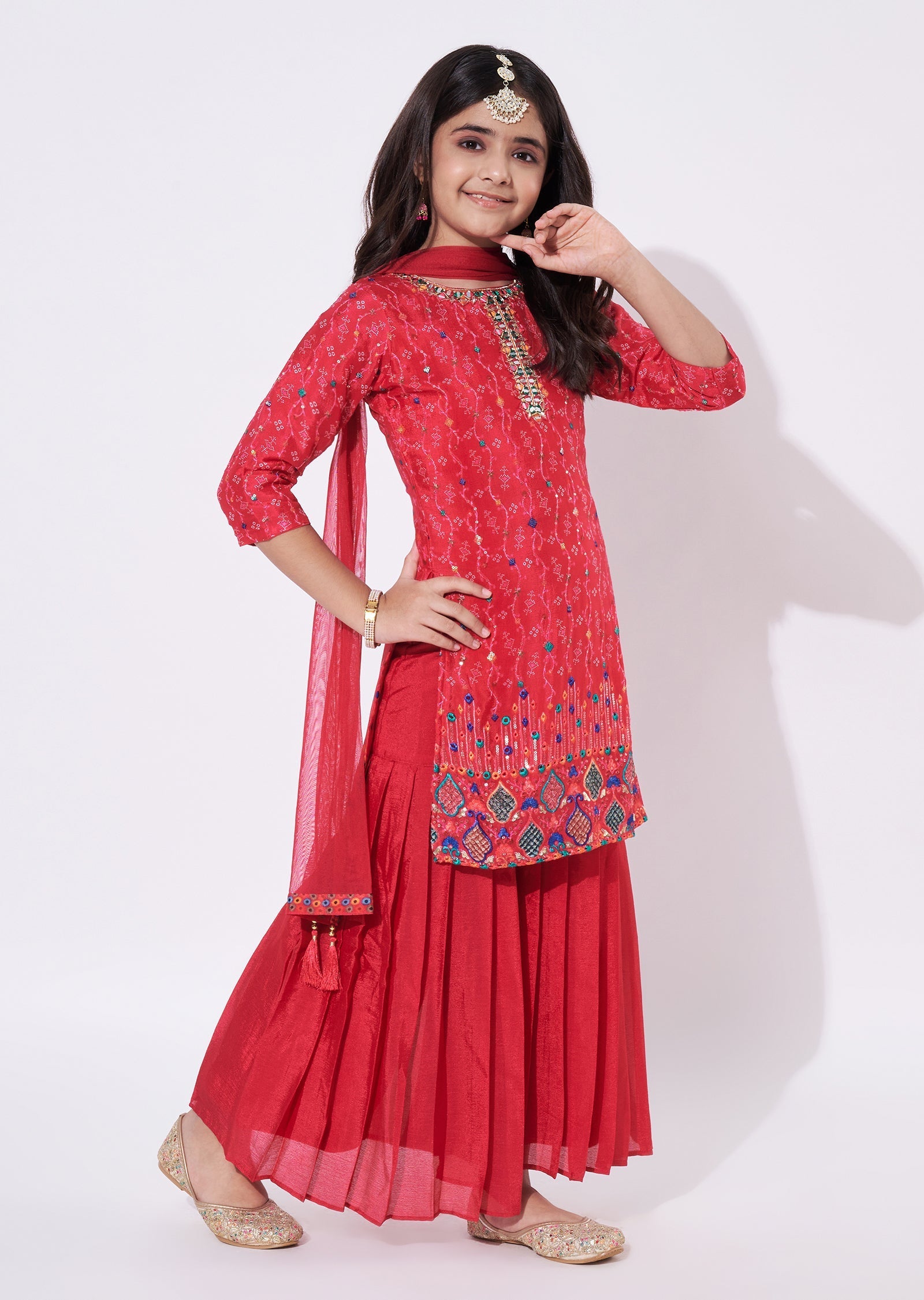 Rani Pink Chinnon Gharara Set