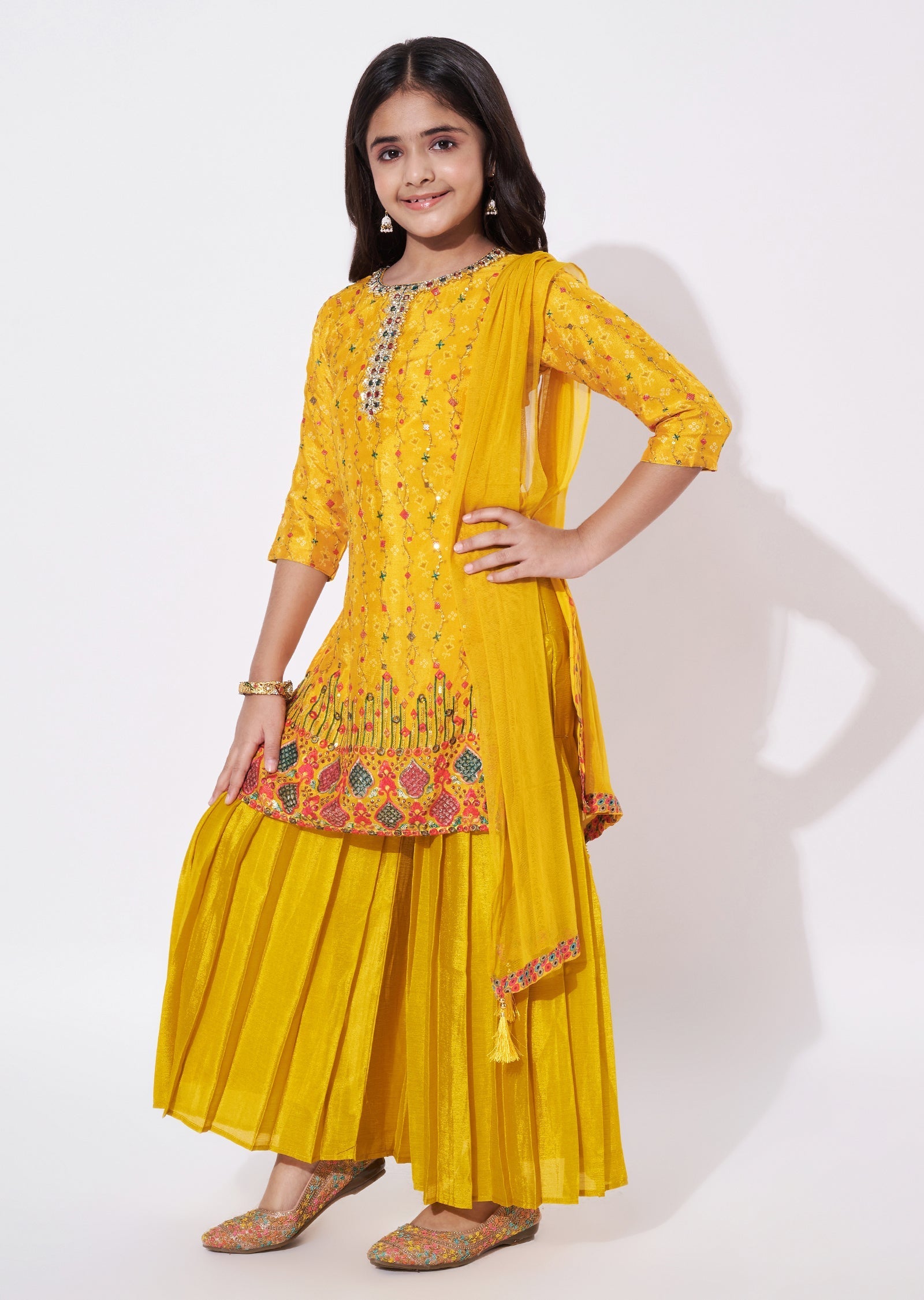 Yellow Chinnon Gharara Set