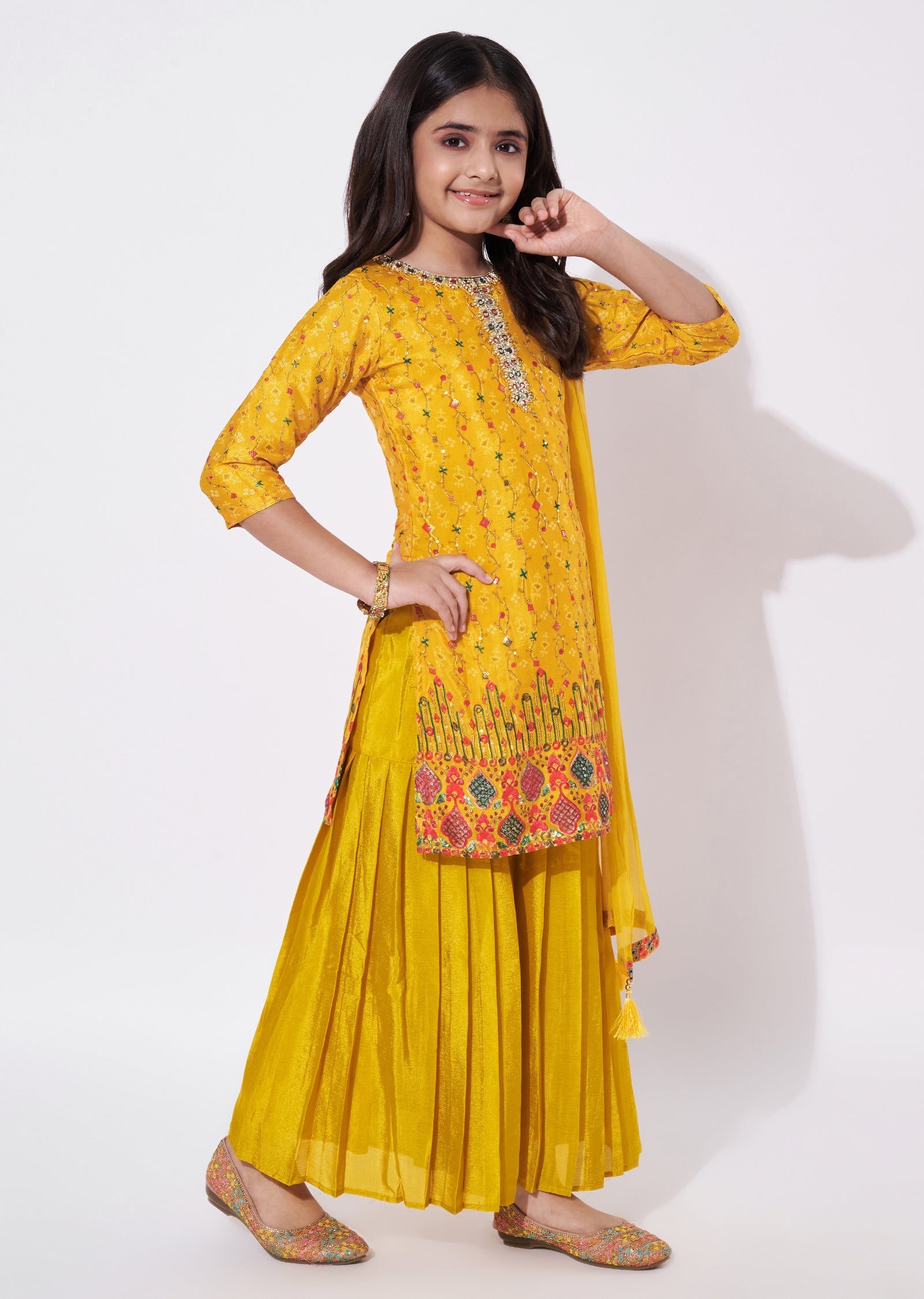 Yellow Chinnon Gharara Set