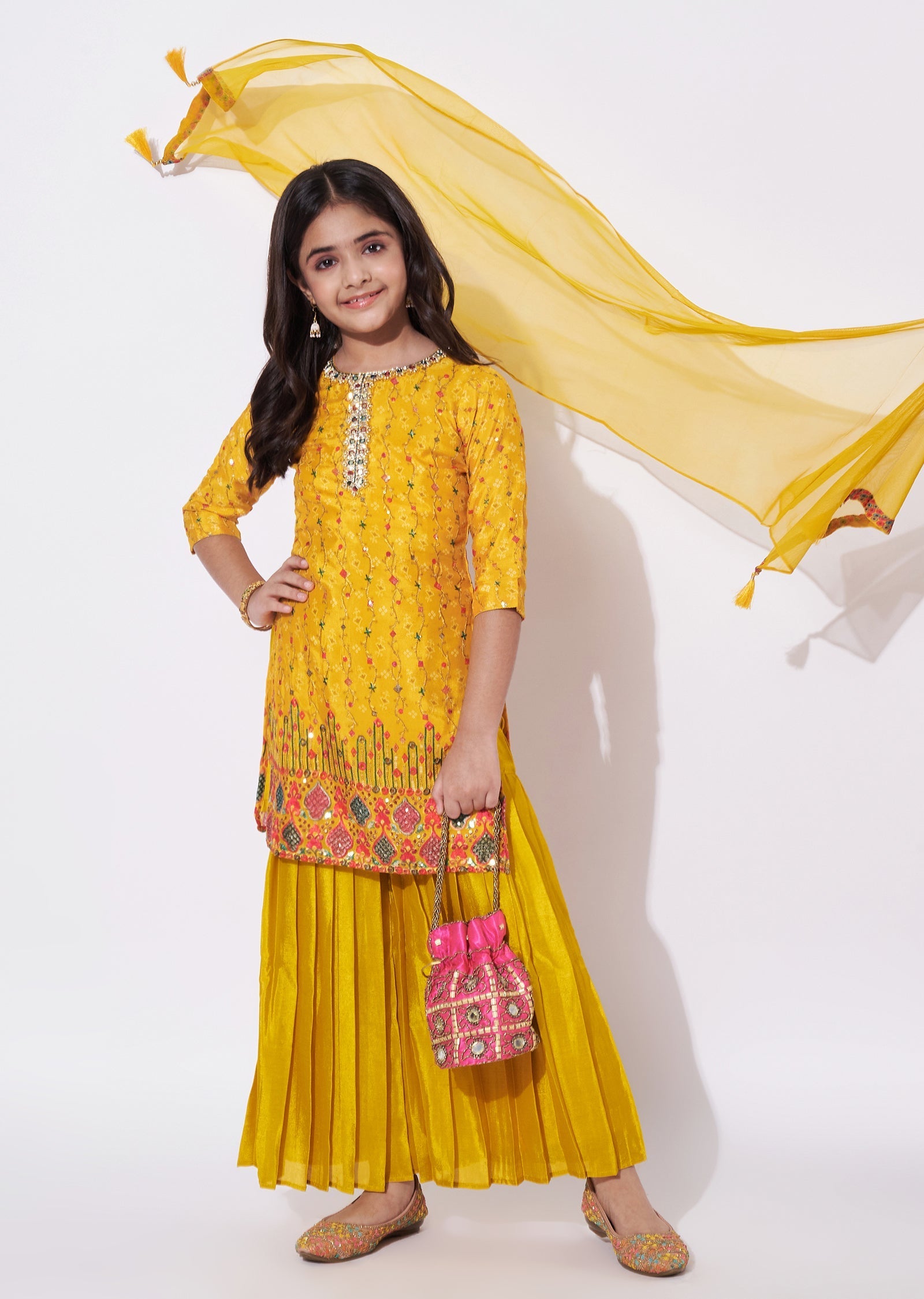 Yellow Chinnon Gharara Set