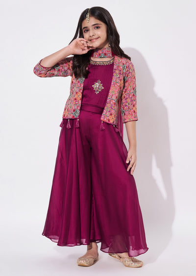Magenta Chiffon Gharara Set