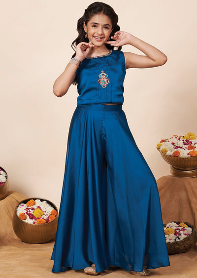 Rama Blue Chiffon Girla Gharara