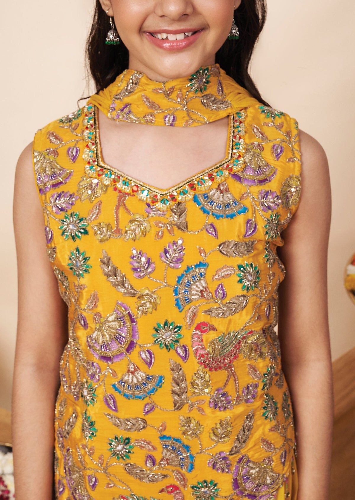 Mustard Crepe Girla Gharara