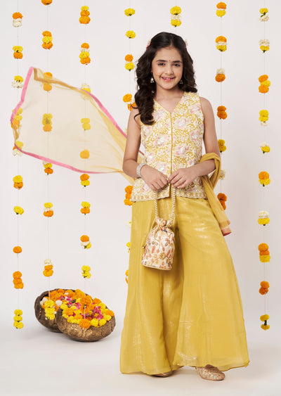 Beige Georgette Girls Gharara