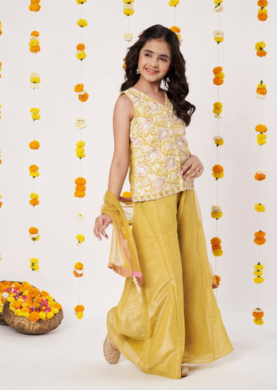 Beige Georgette Girls Gharara