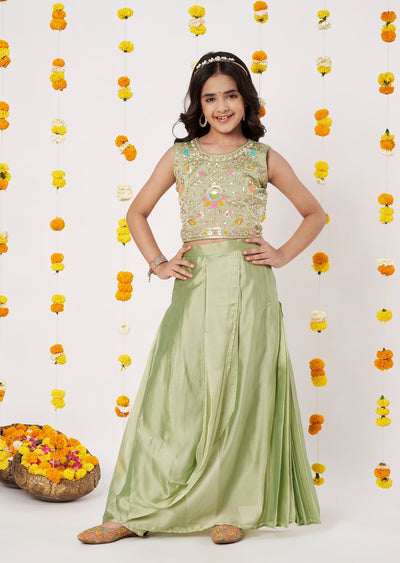 Pista Chiffon Girls Ghagra Choli