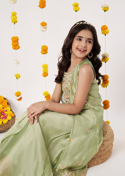 Pista Chiffon Girls Ghagra Choli