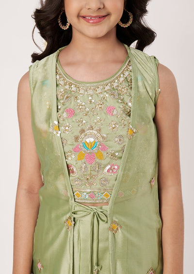 Pista Chiffon Girls Ghagra Choli