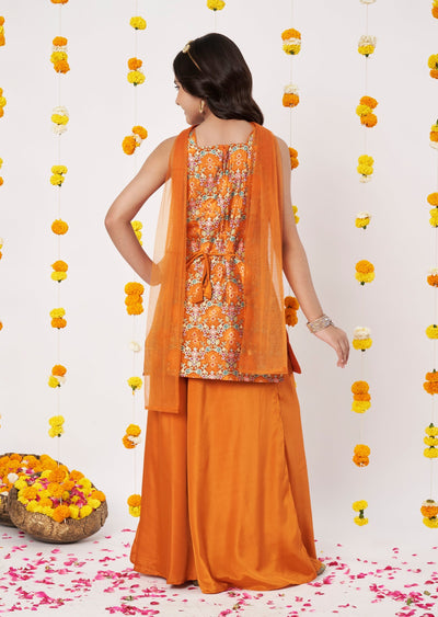 Orange Banaras Girls Gharara