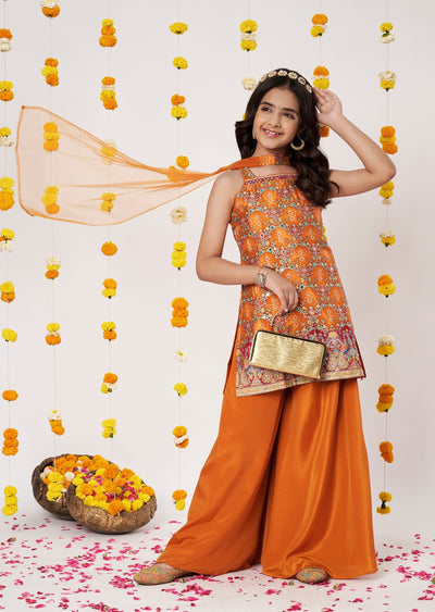 Orange Banaras Girls Gharara