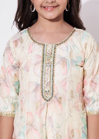 Cream Silk Anarkali Set - Long