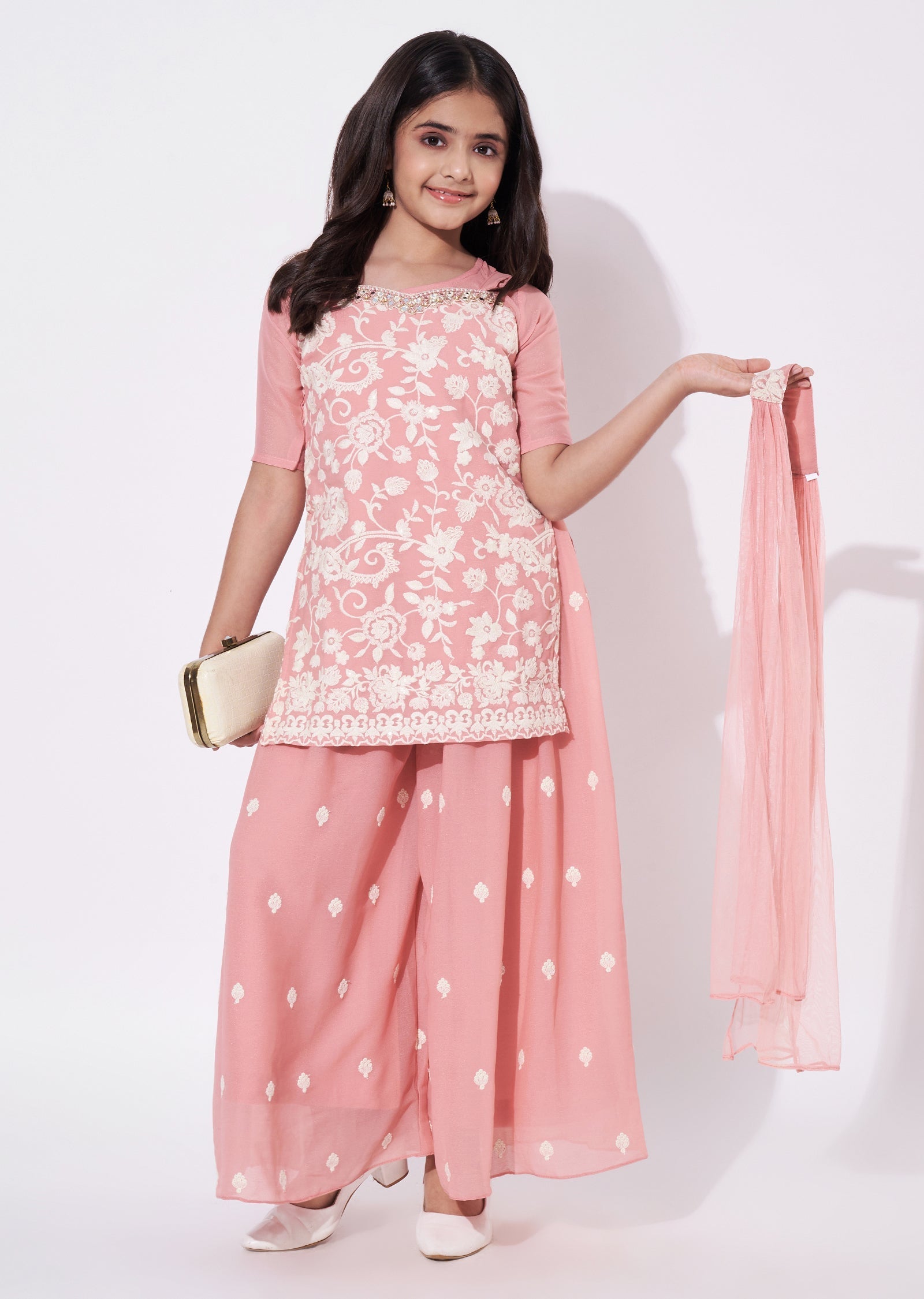 Light Pink Georgette Gharara Set